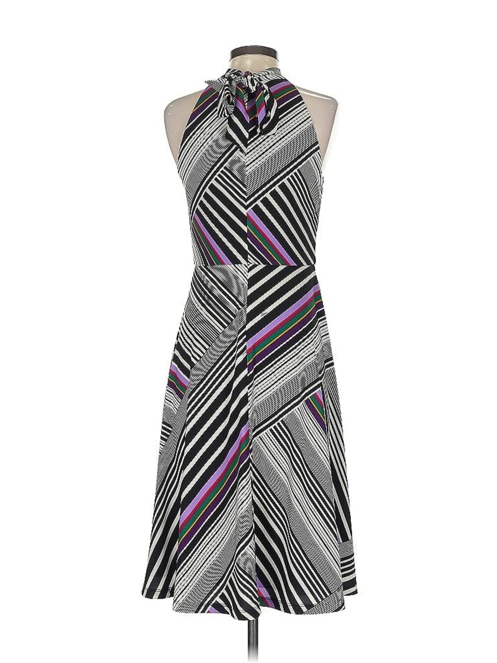 Trina Turk Halter Cocktail Dress Multi Stripe Size 4 - Picture 4 of 7